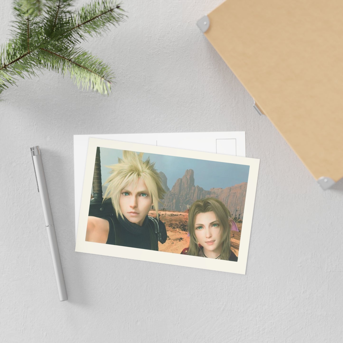 Cloud x Aerith Selfie - Polaroid-Style Postcard
